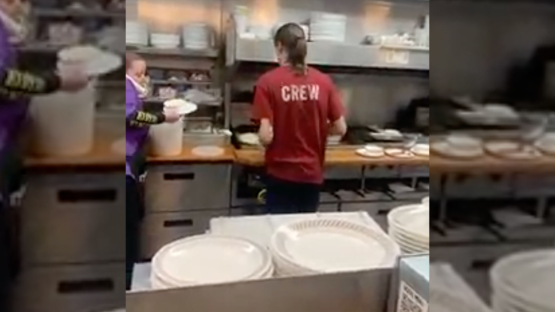Local grill cook helps worker at another restaurant after spilling food